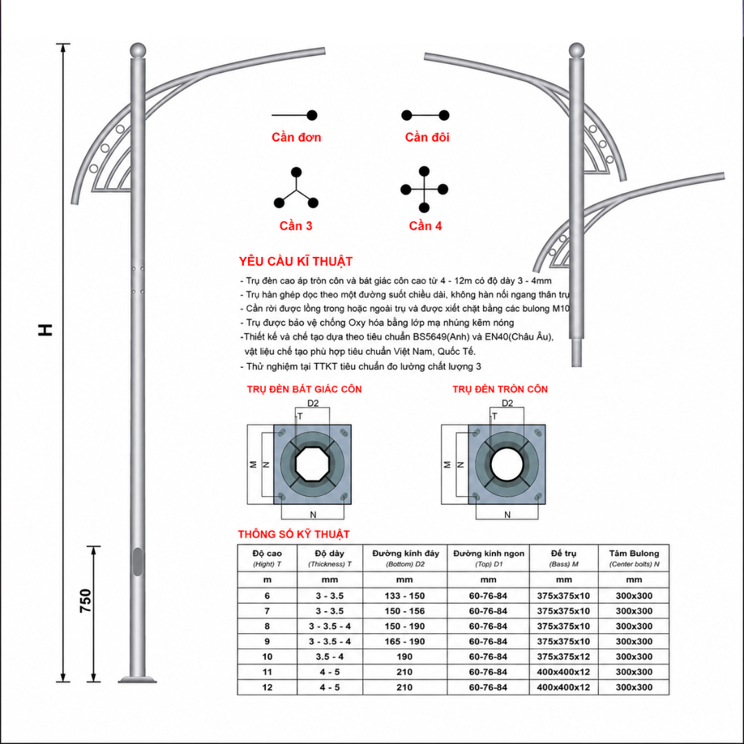 Cột đèn cao áp DH 35