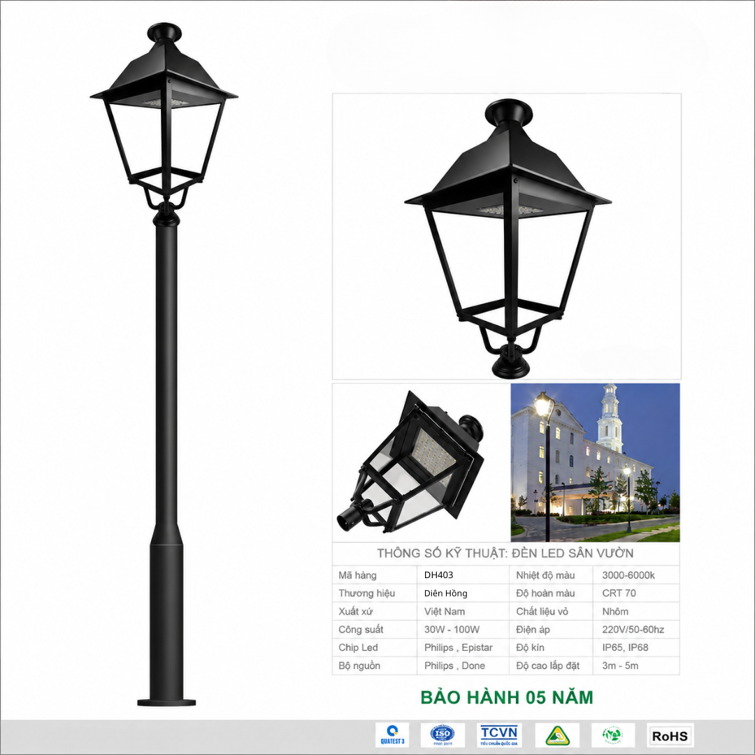 Đèn Led Sân Vườn Chiếu Sáng DH403