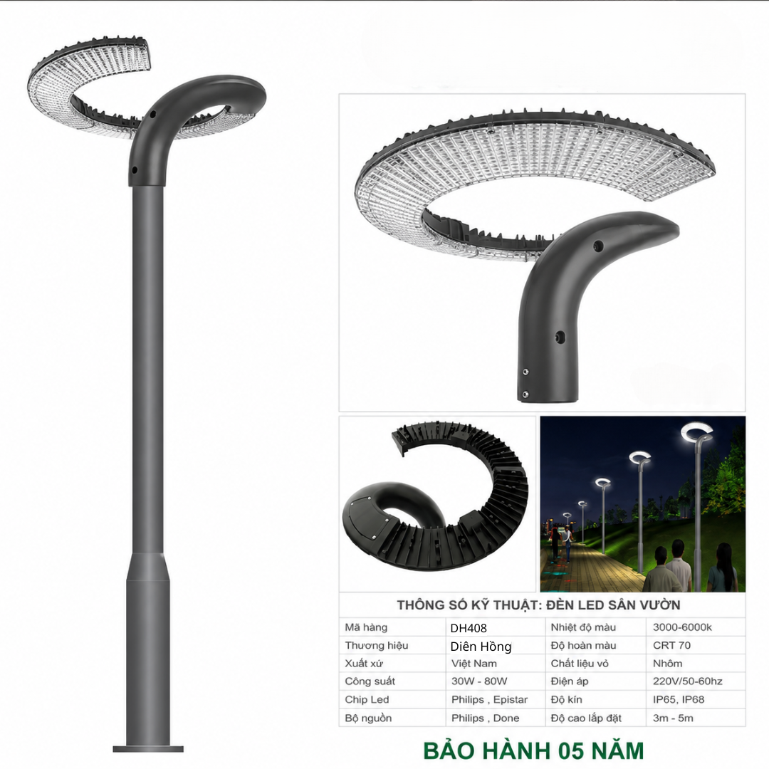 Đèn Led Sân Vườn Chiếu Sáng DH408