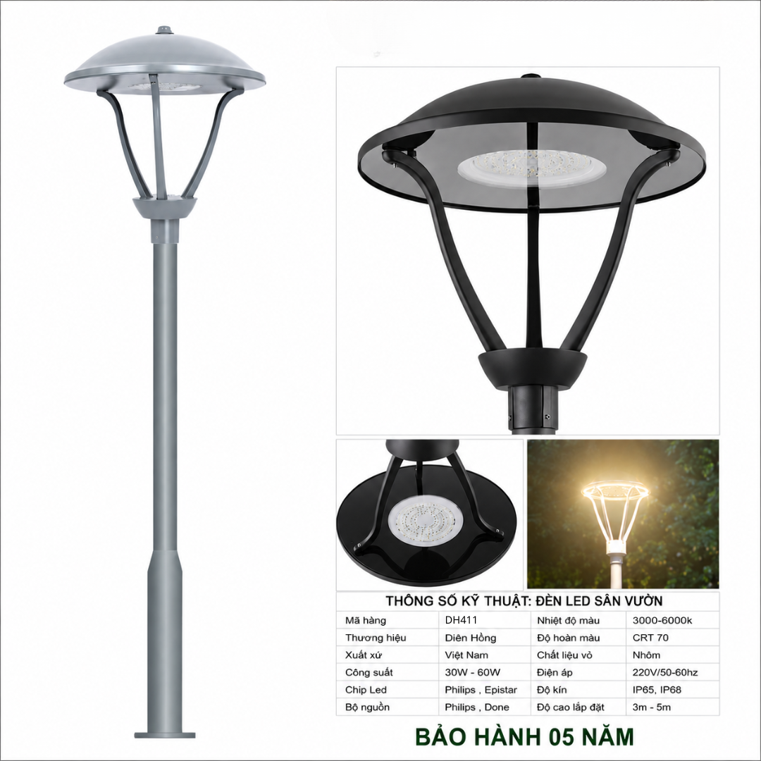 Đèn Led Sân Vườn Chiếu Sáng DH411