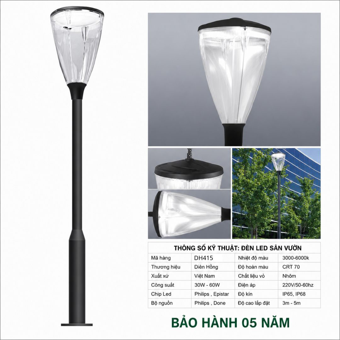 Đèn Led Sân Vườn Chiếu Sáng DH415