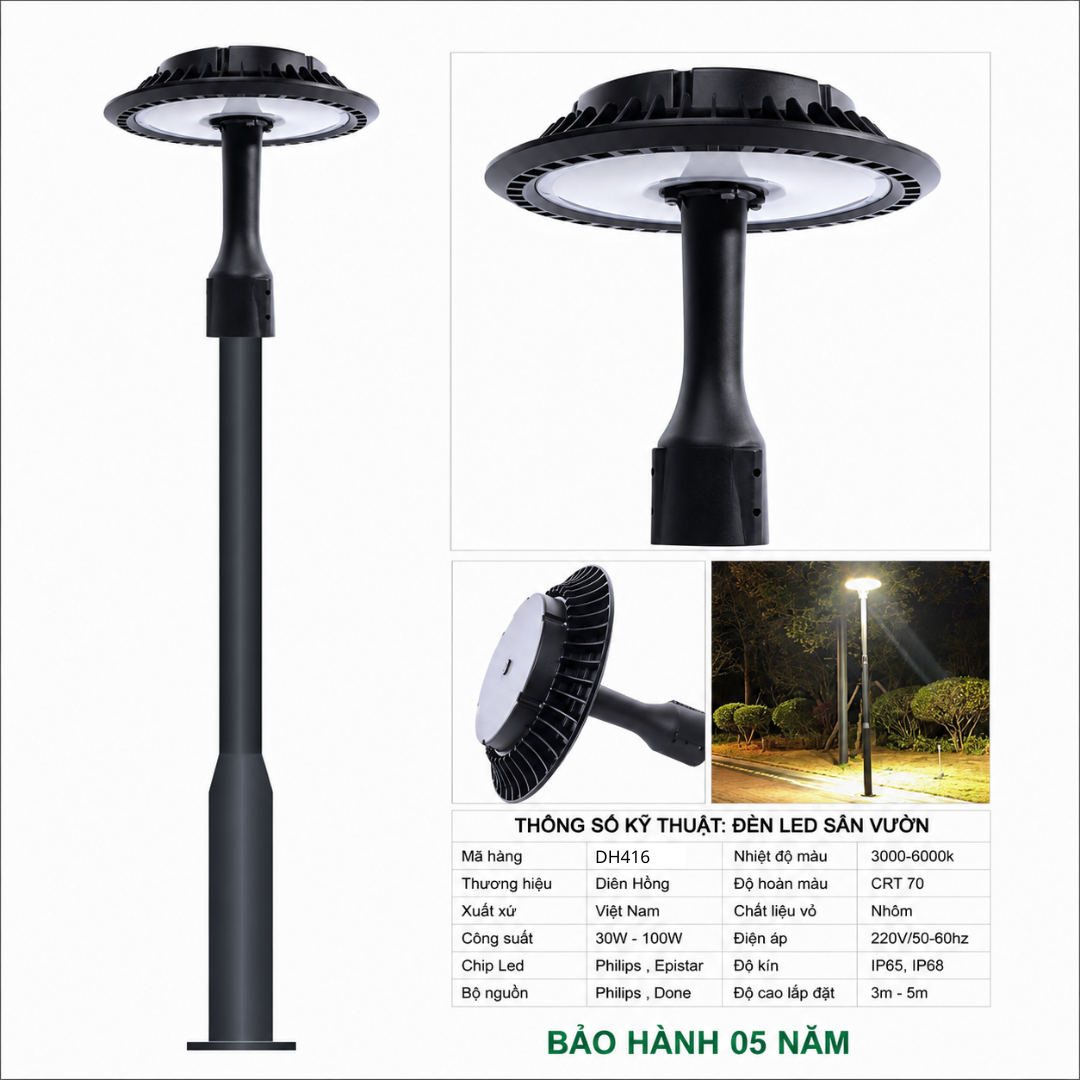 Đèn Led Sân Vườn Chiếu Sáng DH416