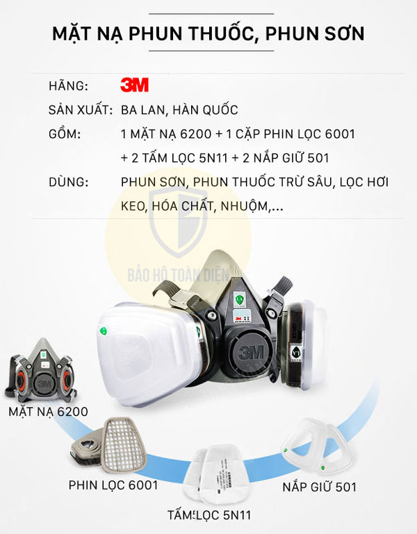 Bộ mặt nạ phòng độc 3M 6200 lọc bụi, lọc độc_thumb_02