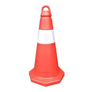 Cọc tiêu nhựa đỏ phản quang trắng 55cm